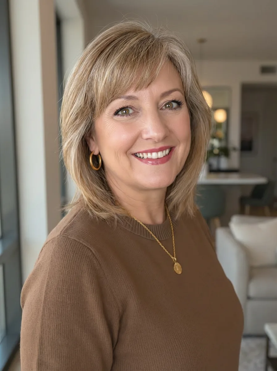 Straight Warm Caramel Brown Shoulder-Length Bob